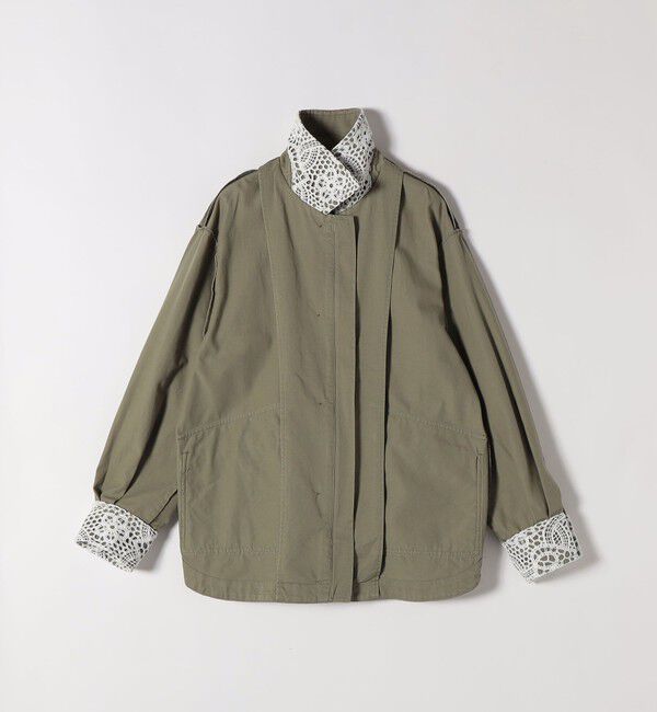 SHIPS any「《予約》SHIPS any:〈洗濯機可能〉コットン レース 切替 ミリタリー ジャケット ブルゾン」|ブルゾン・スタジャン|