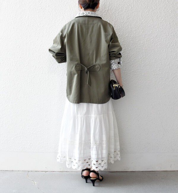 SHIPS any「《予約》SHIPS any:〈洗濯機可能〉コットン レース 切替 ミリタリー ジャケット ブルゾン」|ブルゾン・スタジャン|