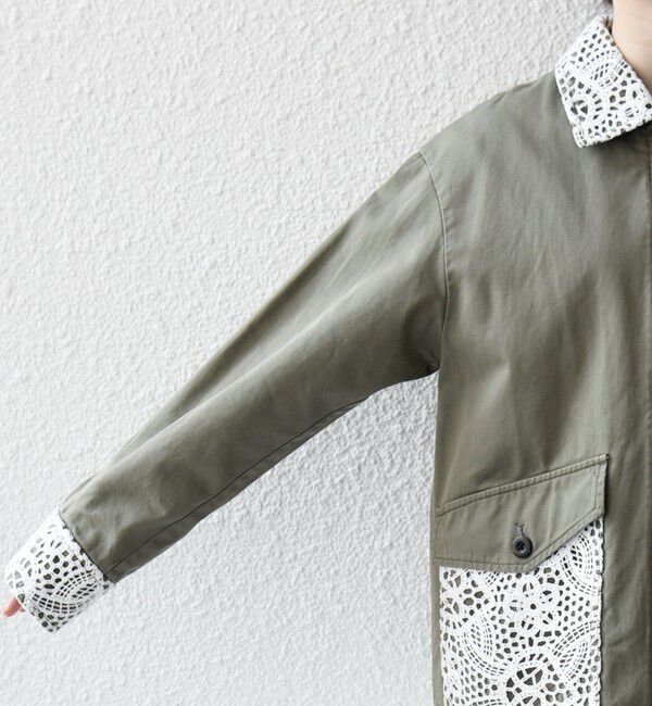 SHIPS any「《予約》SHIPS any:〈洗濯機可能〉コットン レース 切替 ミリタリー ジャケット ブルゾン」|ブルゾン・スタジャン|