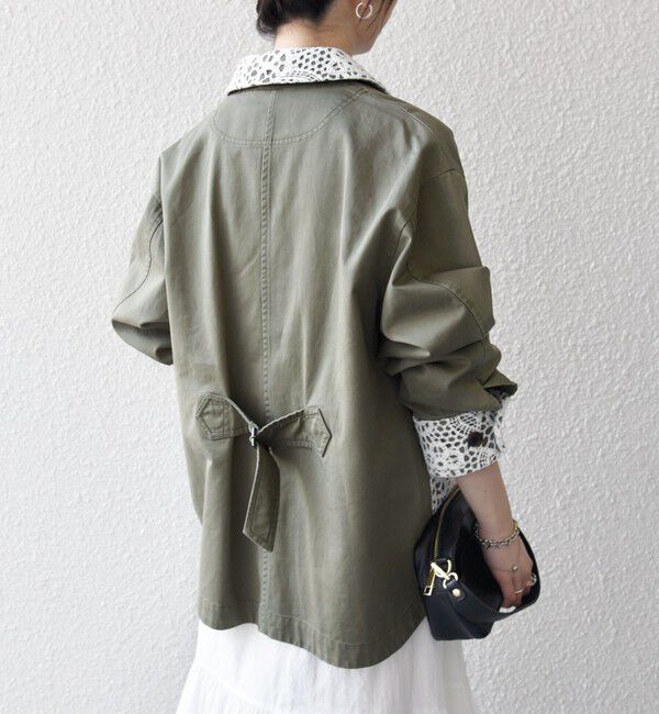 SHIPS any「《予約》SHIPS any:〈洗濯機可能〉コットン レース 切替 ミリタリー ジャケット ブルゾン」|ブルゾン・スタジャン|