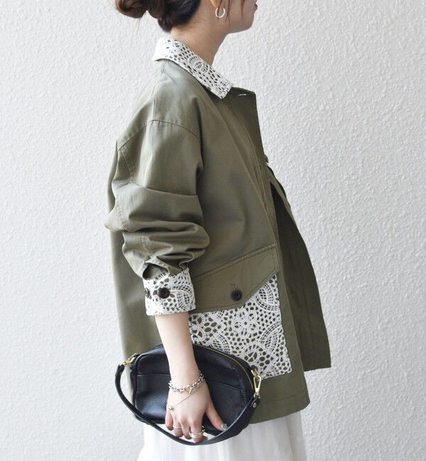 SHIPS any「《予約》SHIPS any:〈洗濯機可能〉コットン レース 切替 ミリタリー ジャケット ブルゾン」|ブルゾン・スタジャン|