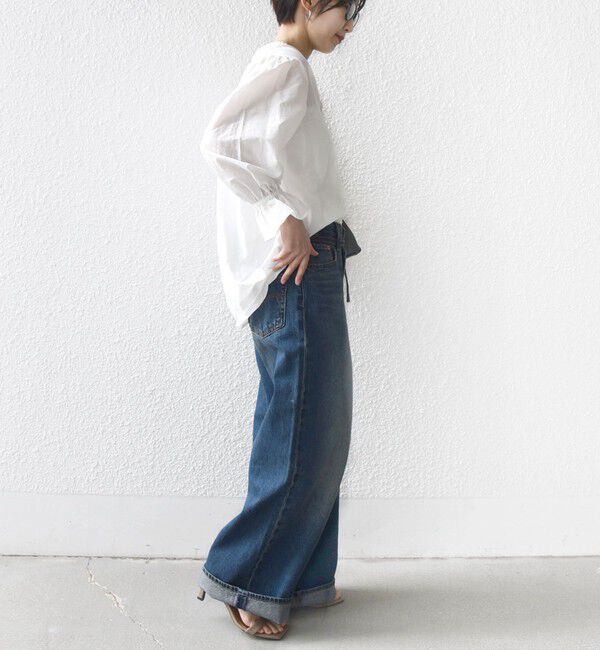 SHIPS for women「《予約》〈手洗い可能〉綿 シルク Vネック フリル タック ブラウス」|シャツ・ブラウス|