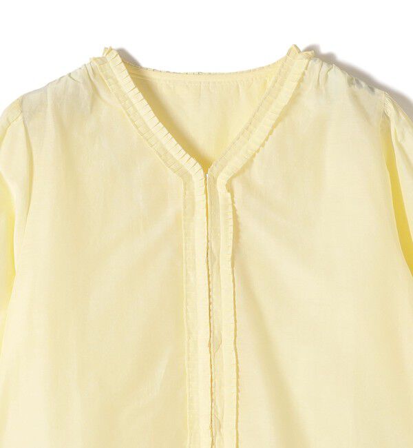 SHIPS for women「《予約》〈手洗い可能〉綿 シルク Vネック フリル タック ブラウス」|シャツ・ブラウス|