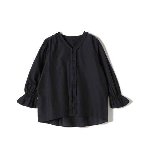 SHIPS for women「《予約》〈手洗い可能〉綿 シルク Vネック フリル タック ブラウス」|シャツ・ブラウス|