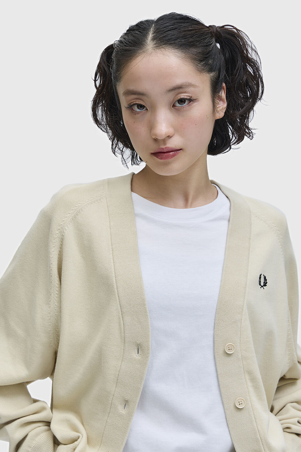 FRED PERRY 「V-Neck Cardigan」|カーディガン|OATMEAL