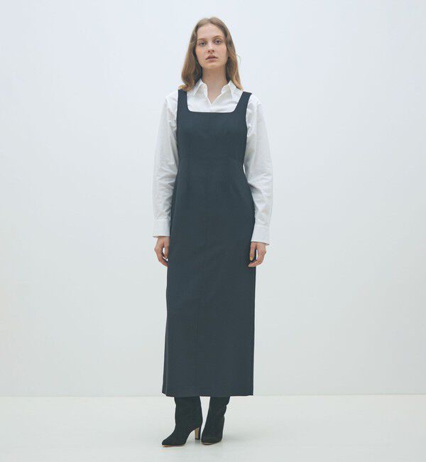 MACPHEE「ウールブレンドジョーゼット Iラインワンピース」|ワンピース|