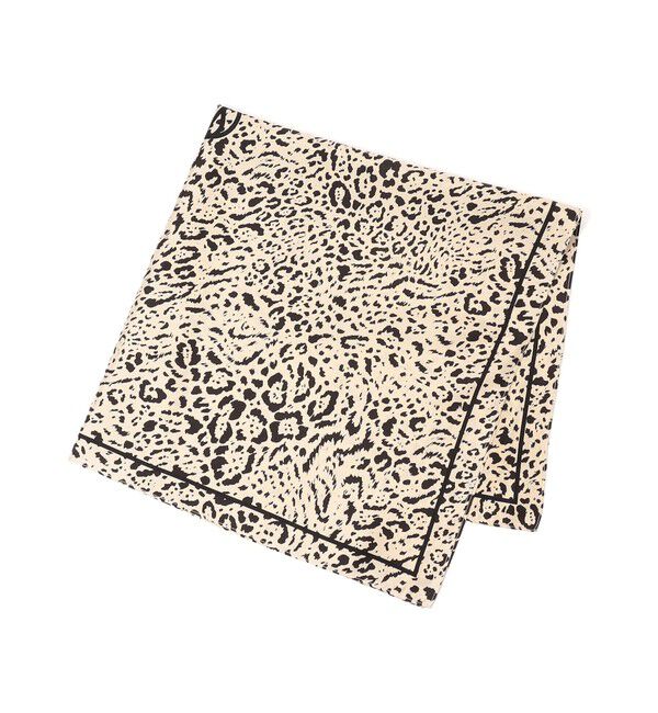 TOMORROWLAND GOODS「LE SCARF レオパード シルクスカーフ」|バンダナ・スカーフ|16 ダークグレー系