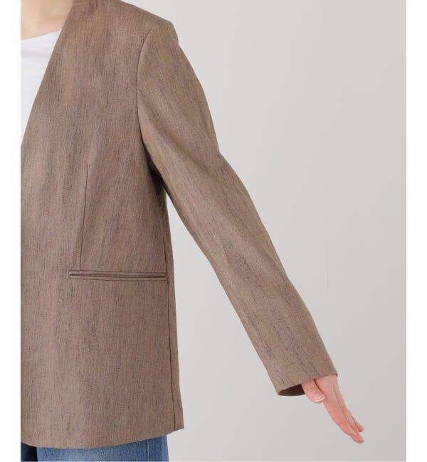 SLOBE IENA「メランジュヘリンボーンカラーレスジャケット」|ノーカラージャケット|