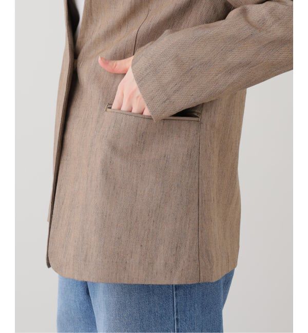 SLOBE IENA「メランジュヘリンボーンカラーレスジャケット」|ノーカラージャケット|