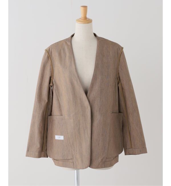 SLOBE IENA「メランジュヘリンボーンカラーレスジャケット」|ノーカラージャケット|