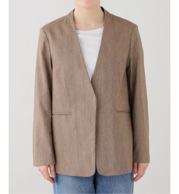 SLOBE IENA「メランジュヘリンボーンカラーレスジャケット」|ノーカラージャケット|