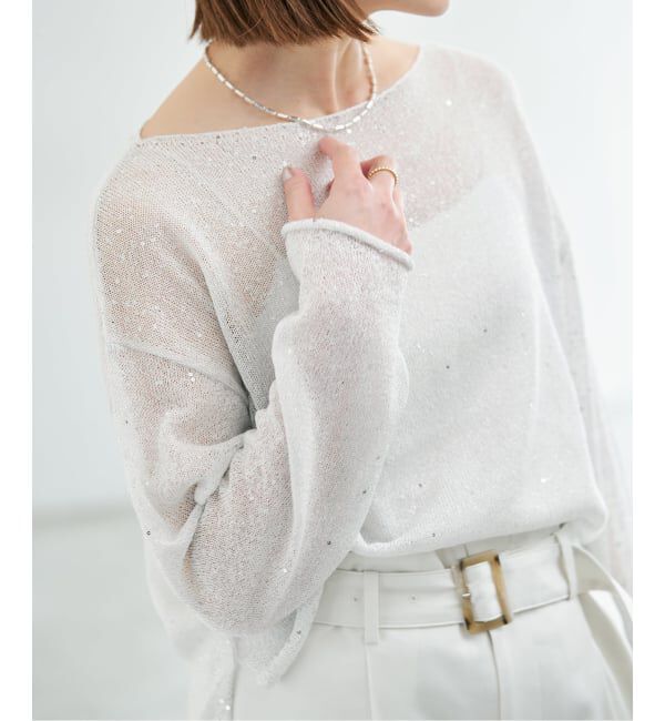 IENA「《予約》ウォッシャブル スパークルコットンプルオーバー」|ニット・セーター|