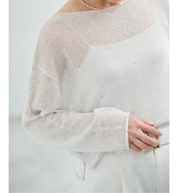 IENA「《予約》ウォッシャブル スパークルコットンプルオーバー」|ニット・セーター|