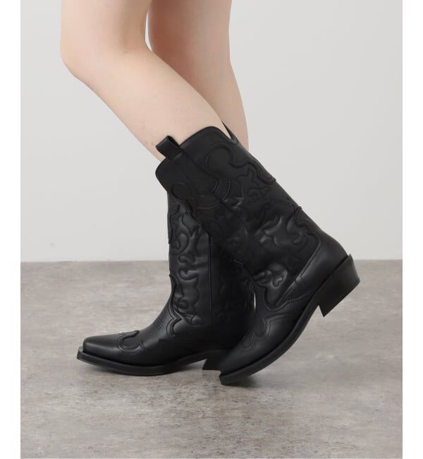 PULP「GANNI / ガニー Mid Shaft Embroidered Western Boot」|ロングブーツ|