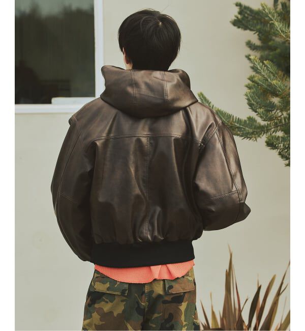 JOURNAL STANDARD「フェイクレザー ファイヤーマン フード ジャケット」|ライダースジャケット|