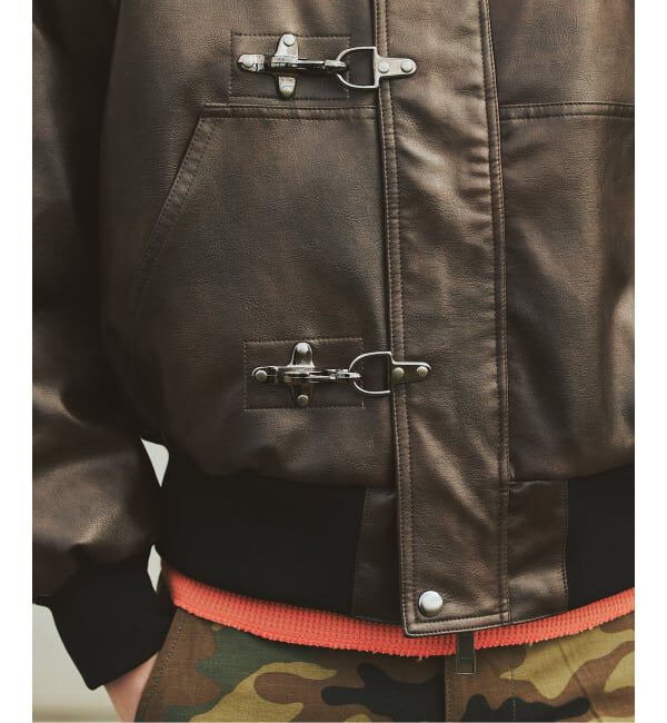 JOURNAL STANDARD「フェイクレザー ファイヤーマン フード ジャケット」|ライダースジャケット|