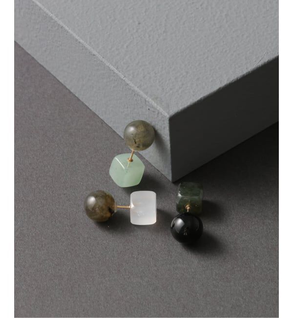 Lilas by Spick&Span「ラウンド*キューブバイカラーピアス K10（片耳）」|ピアス|