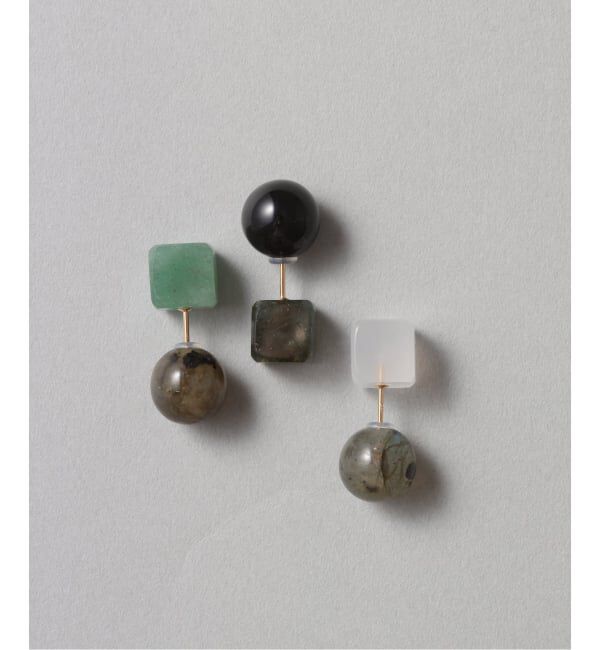 Lilas by Spick&Span「ラウンド*キューブバイカラーピアス K10（片耳）」|ピアス|