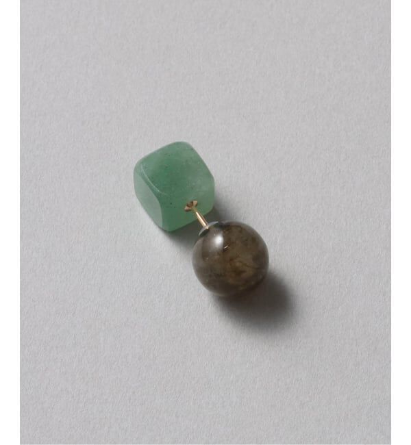 Lilas by Spick&Span「ラウンド*キューブバイカラーピアス K10（片耳）」|ピアス|