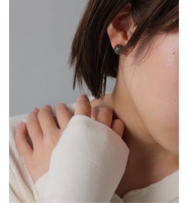 Lilas by Spick&Span「ラウンド*キューブバイカラーピアス K10（片耳）」|ピアス|