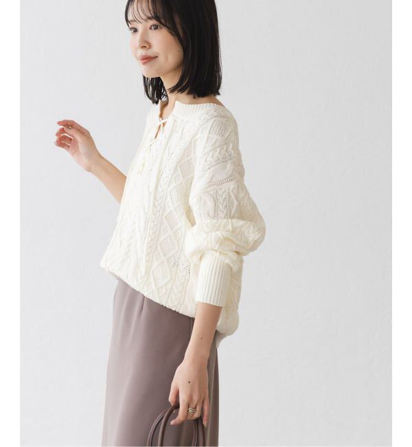 NOBLE「2way地柄 レースアッププルオーバー」|ニット・セーター|