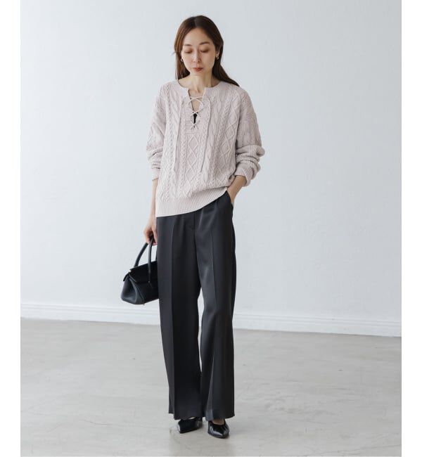 NOBLE「2way地柄 レースアッププルオーバー」|ニット・セーター|