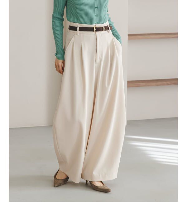 NOBLE「《予約・セットアップ対応》フローツイルダブルタックワイドパンツ」|スラックス|