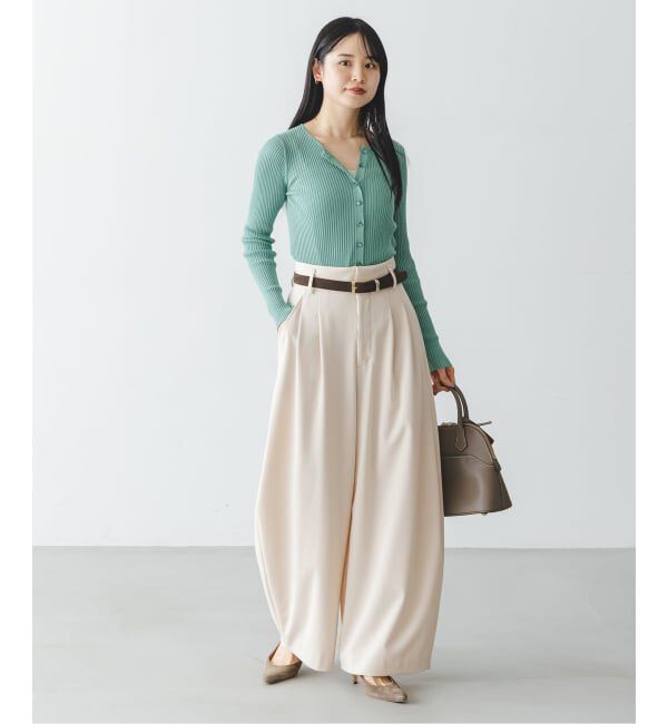 NOBLE「《予約・セットアップ対応》フローツイルダブルタックワイドパンツ」|スラックス|