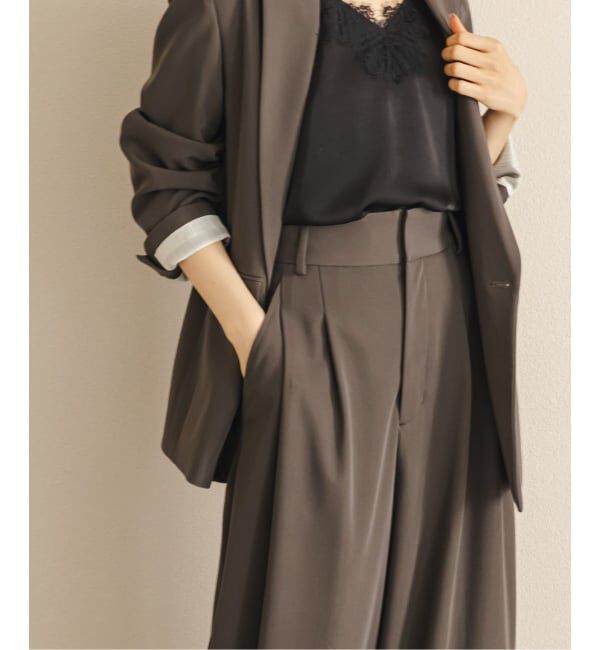 NOBLE「《予約・セットアップ対応》フローツイルダブルタックワイドパンツ」|スラックス|