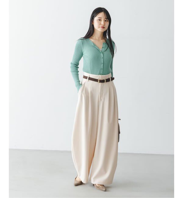 NOBLE「《予約・セットアップ対応》フローツイルダブルタックワイドパンツ」|スラックス|