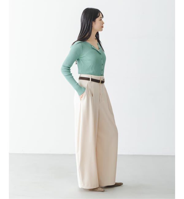 NOBLE「《予約・セットアップ対応》フローツイルダブルタックワイドパンツ」|スラックス|