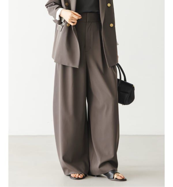 NOBLE「《予約・セットアップ対応》フローツイルダブルタックワイドパンツ」|スラックス|