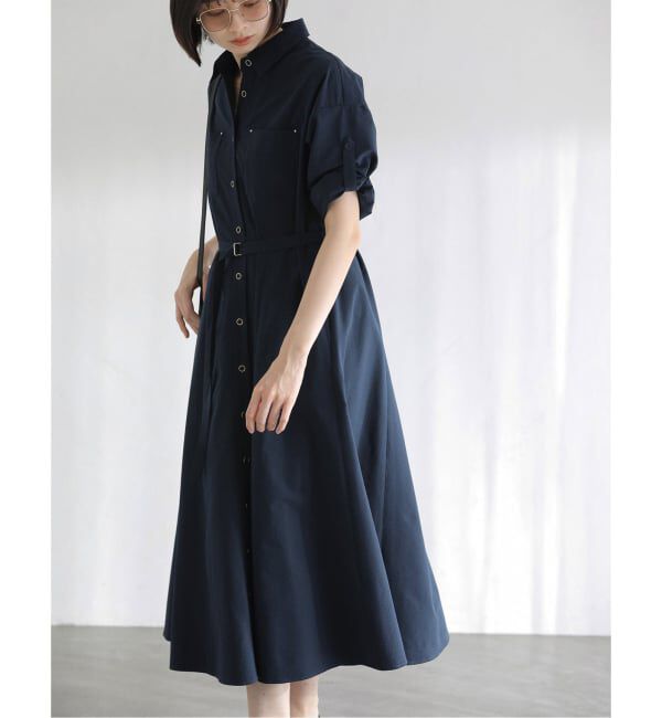 「【洗える】リベットシャツワンピース」|ワンピース|