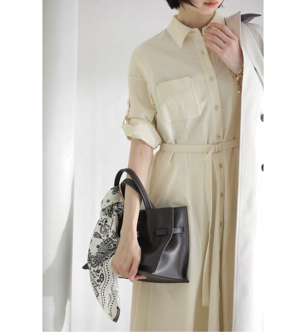  「【洗える】リベットシャツワンピース」|ワンピース|