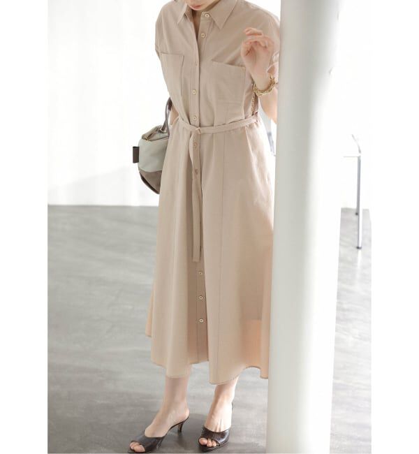  「【洗える】リベットシャツワンピース」|ワンピース|