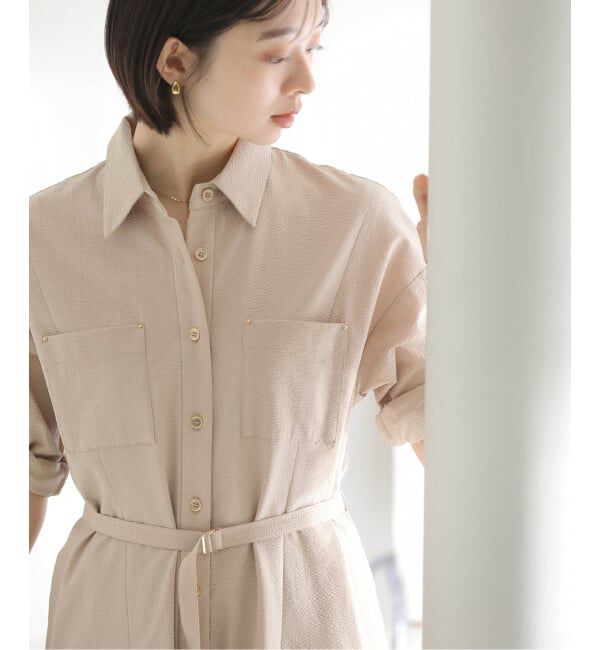  「【洗える】リベットシャツワンピース」|ワンピース|