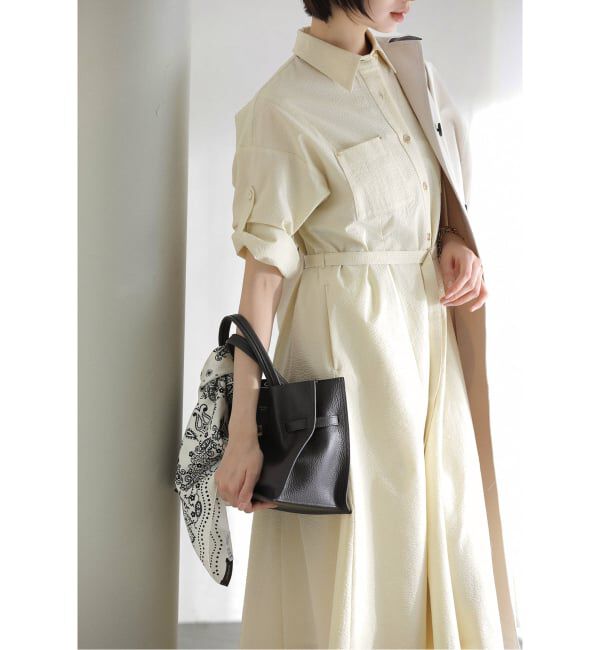  「【洗える】リベットシャツワンピース」|ワンピース|イエロー