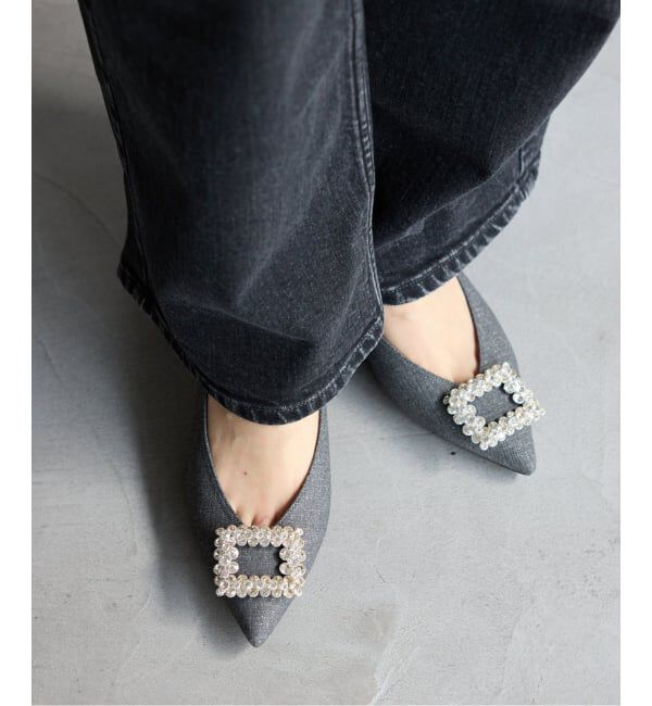  「4.5cmフラワービジューバックルパンプス」|パンプス|