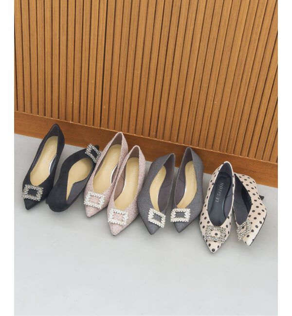  「4.5cmフラワービジューバックルパンプス」|パンプス|