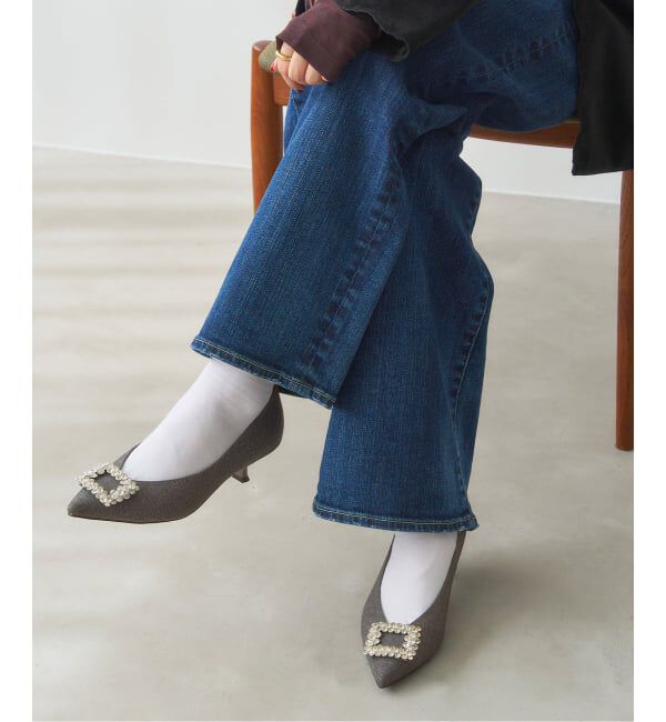  「4.5cmフラワービジューバックルパンプス」|パンプス|