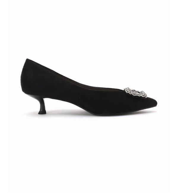  「4.5cmフラワービジューバックルパンプス」|パンプス|