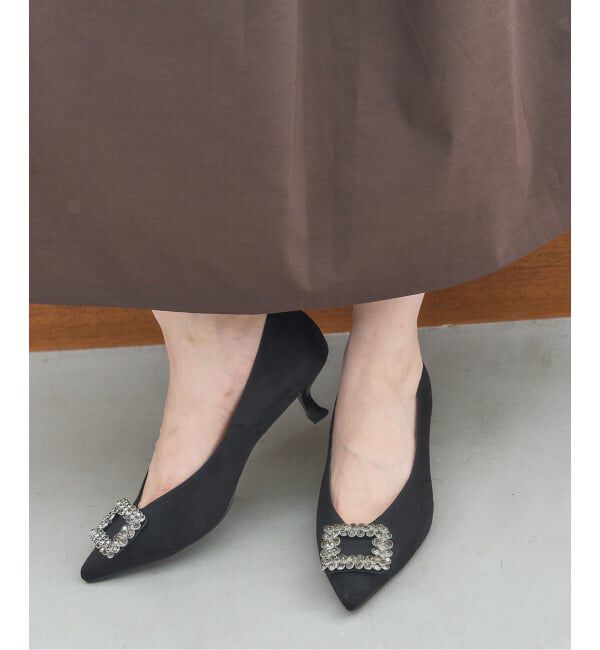  「4.5cmフラワービジューバックルパンプス」|パンプス|