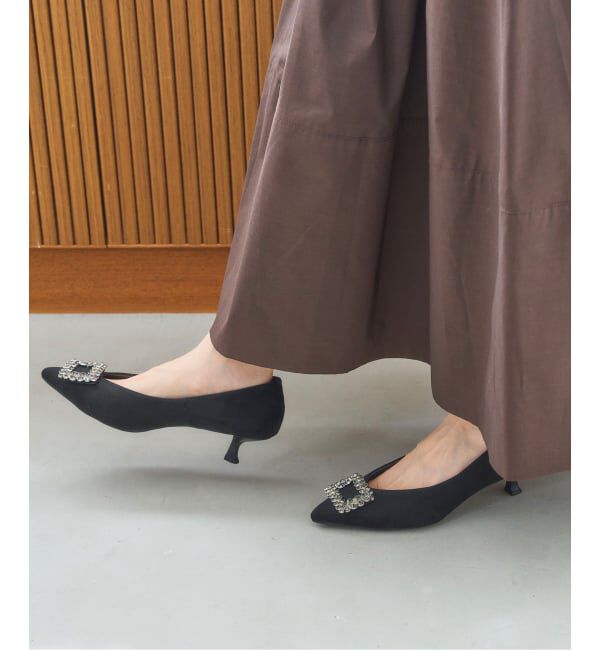  「4.5cmフラワービジューバックルパンプス」|パンプス|