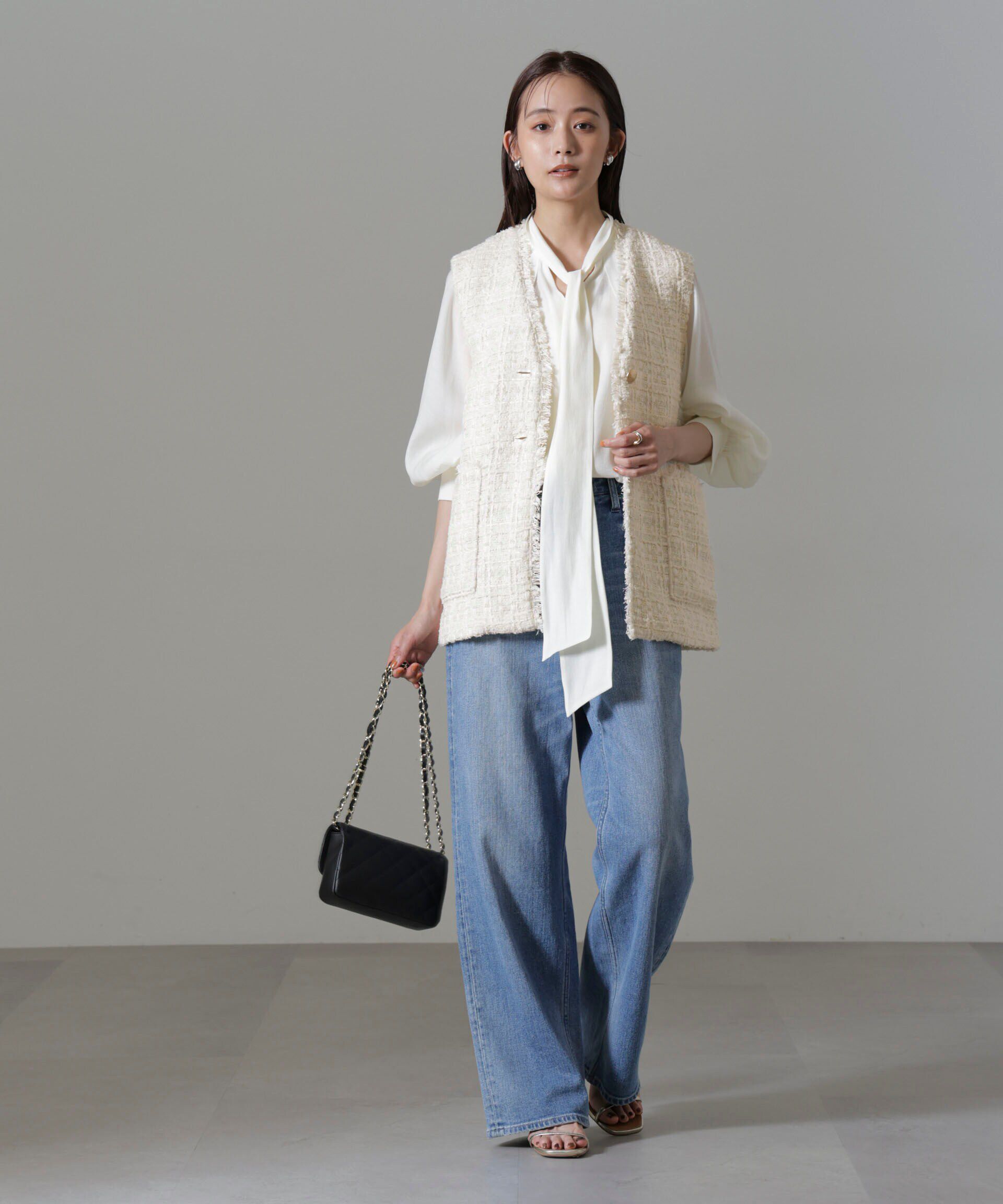 nano･universe「Vネックツイードジレ」|テーラードジャケット|