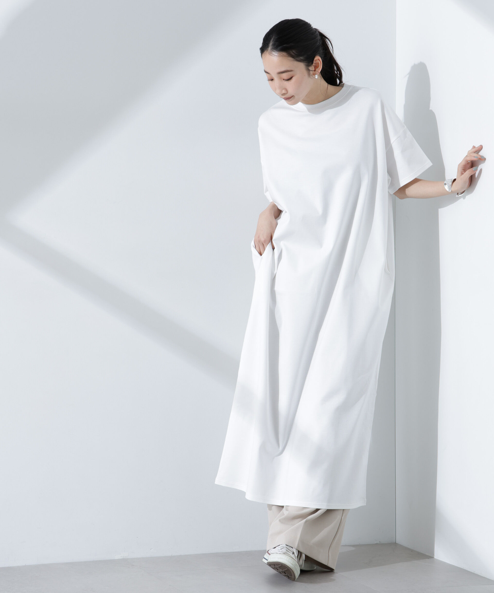 nano･universe「Anti Smellスムースシルケットワイドワンピース」|ワンピース|