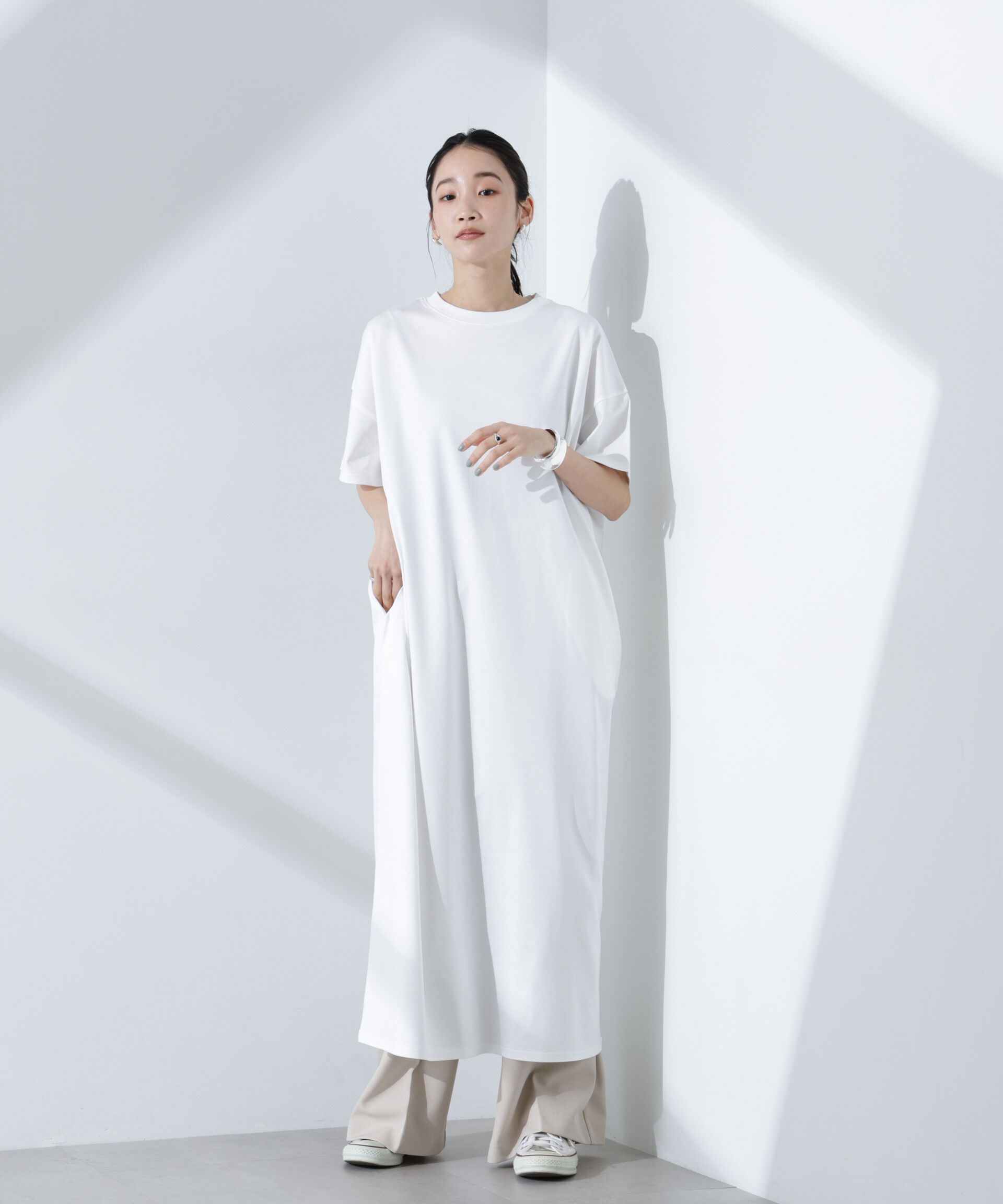 nano･universe「Anti Smellスムースシルケットワイドワンピース」|ワンピース|