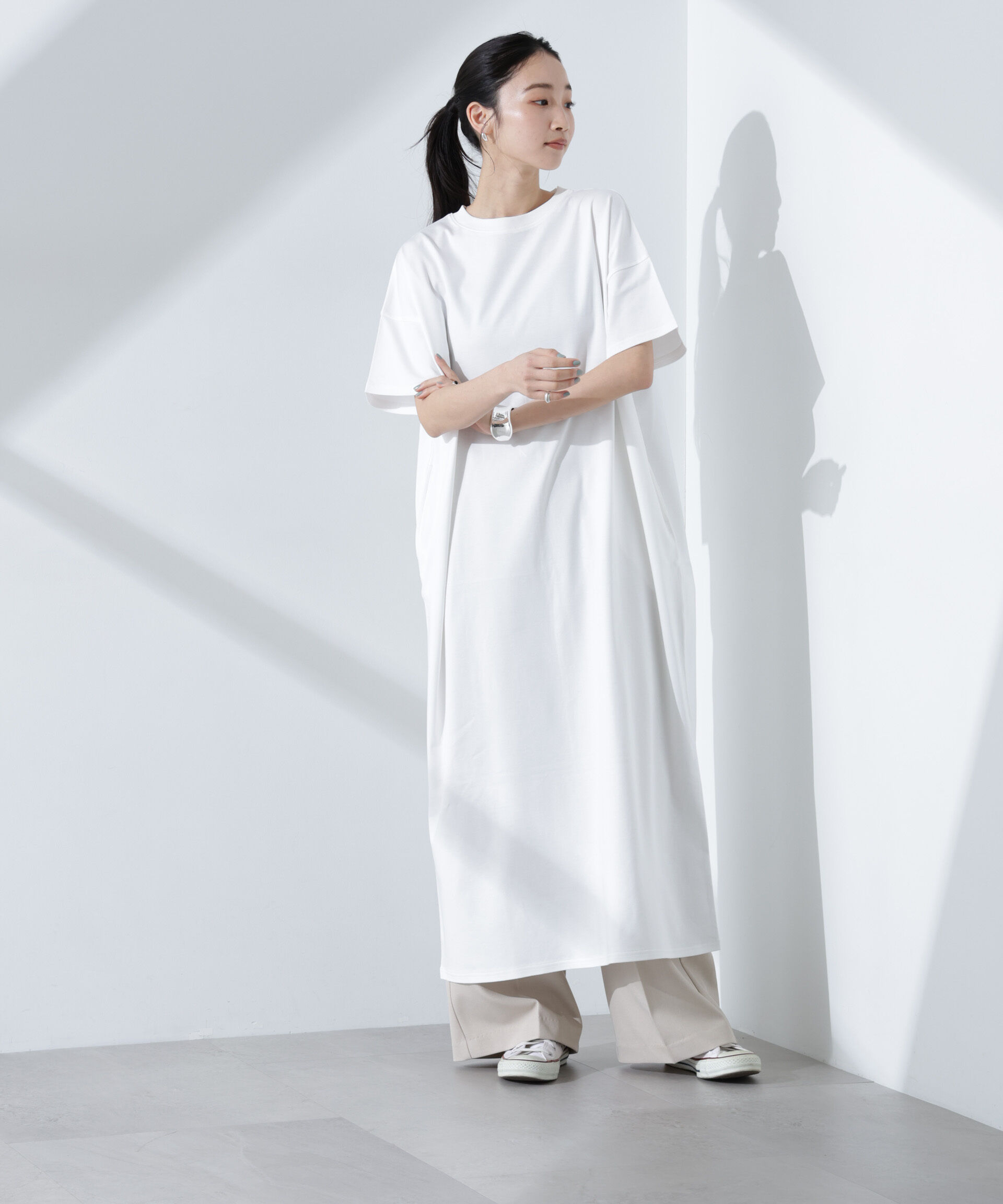 nano･universe「Anti Smellスムースシルケットワイドワンピース」|ワンピース|