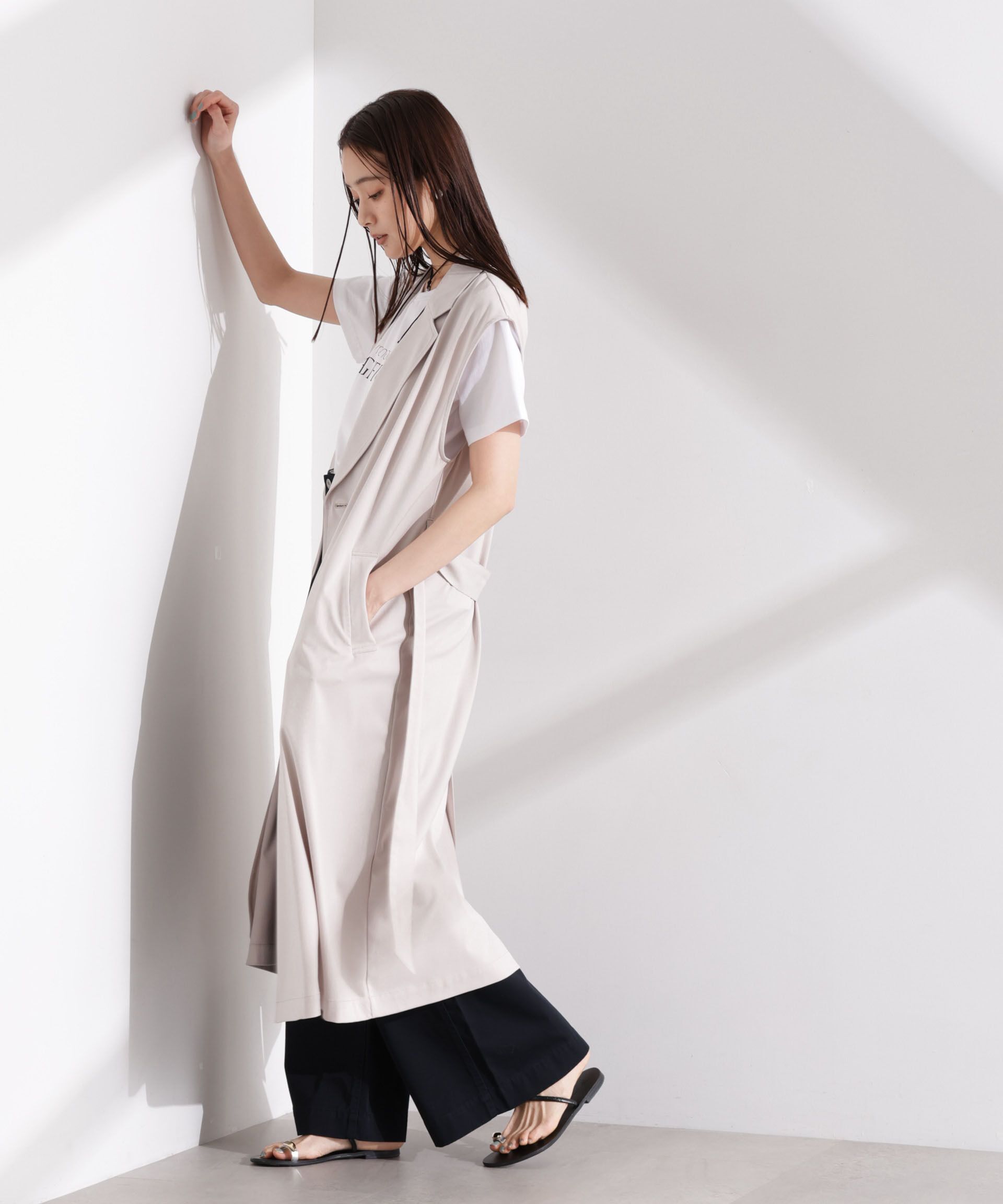 nano･universe「ダブルボタンロングジレ」|テーラードジャケット|