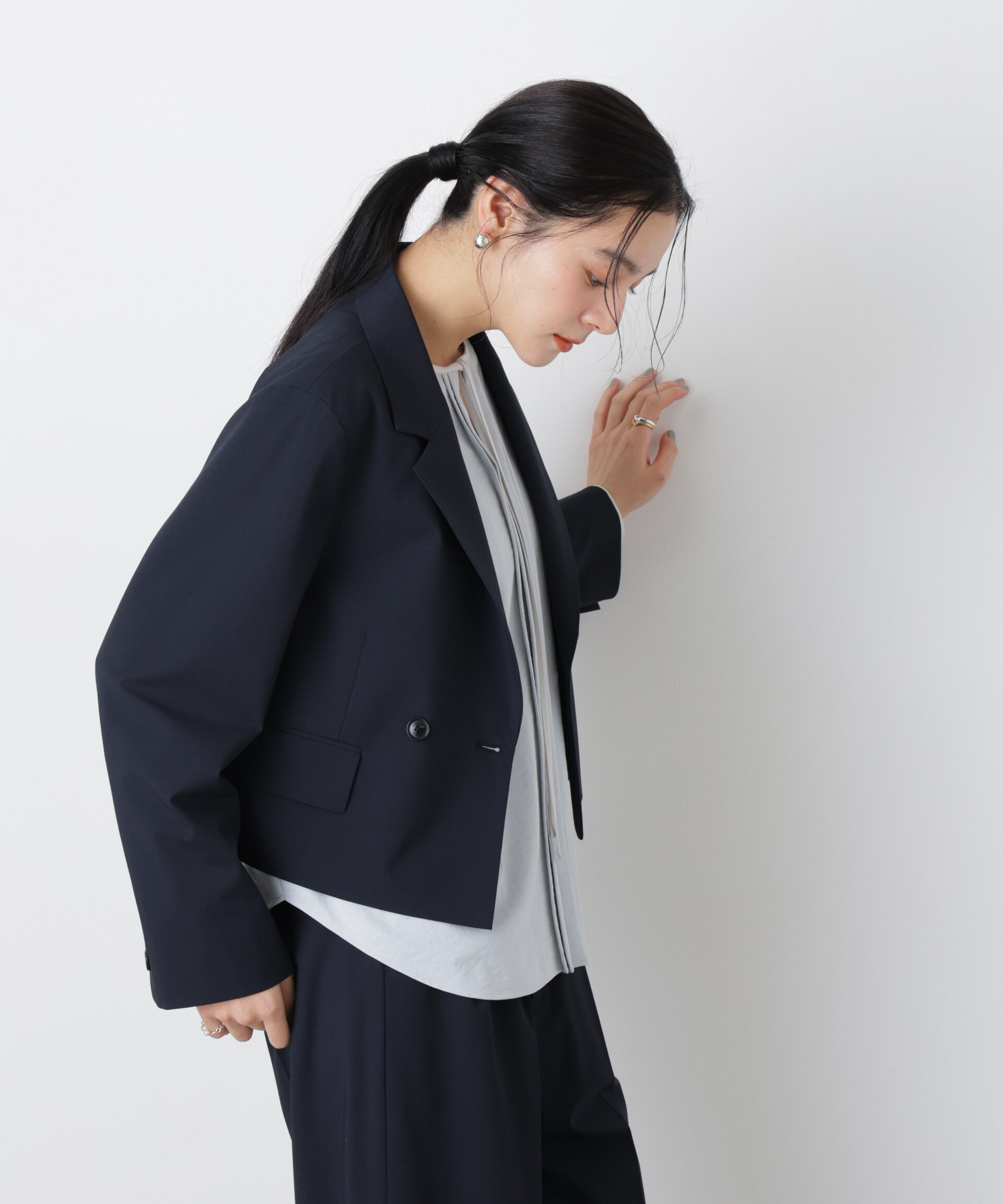 nano･universe「トロストレッチショートダブルジャケット(セットアップ可)」|テーラードジャケット|