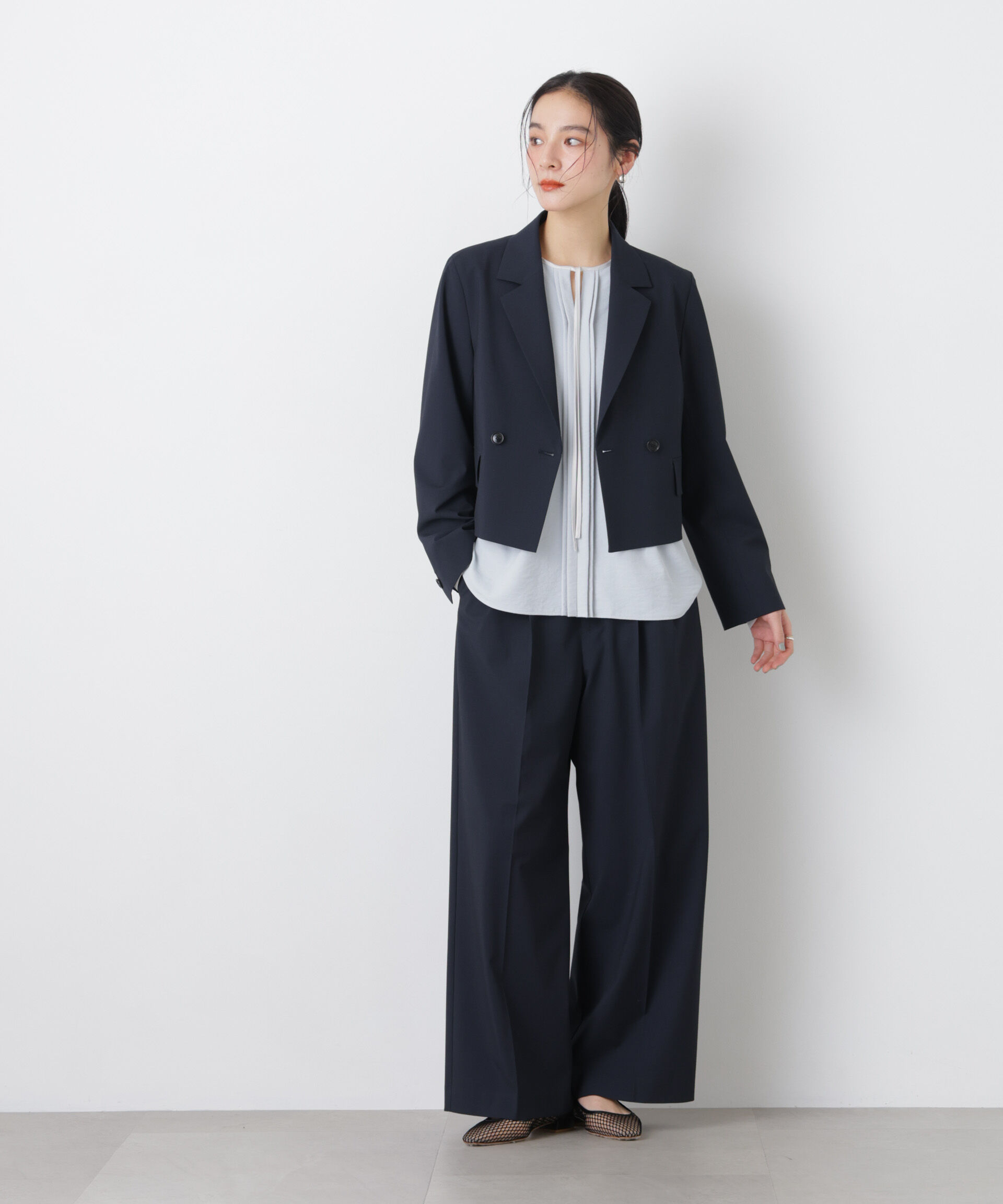 nano･universe「トロストレッチショートダブルジャケット(セットアップ可)」|テーラードジャケット|